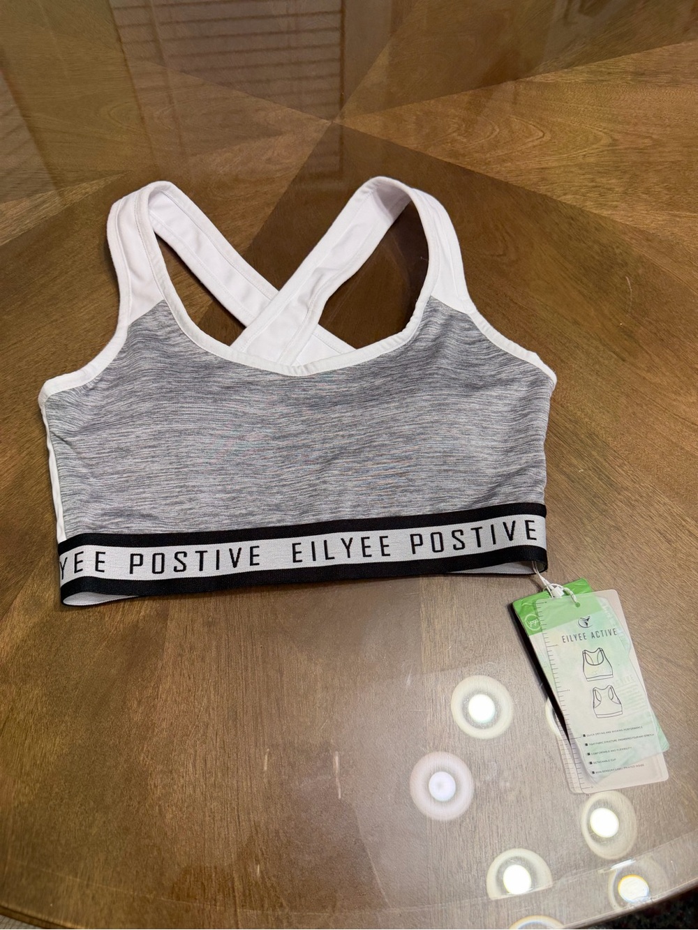 Eilyee Active Women's Grey & White yoga Bra with Branded Band